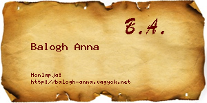 Balogh Anna névjegykártya