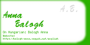 anna balogh business card